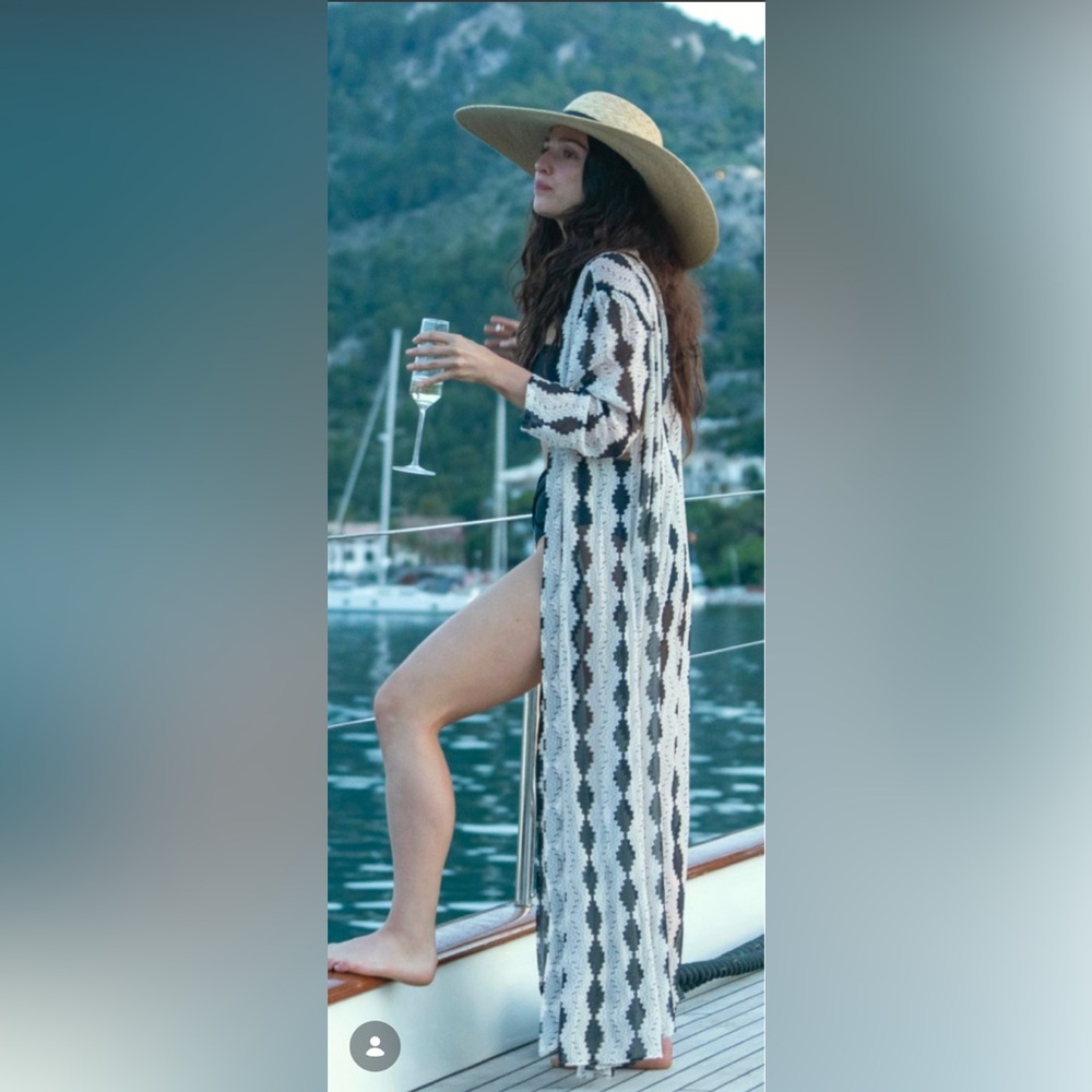 Evarae Elegant Black and Cream Sheer Maxi Dress